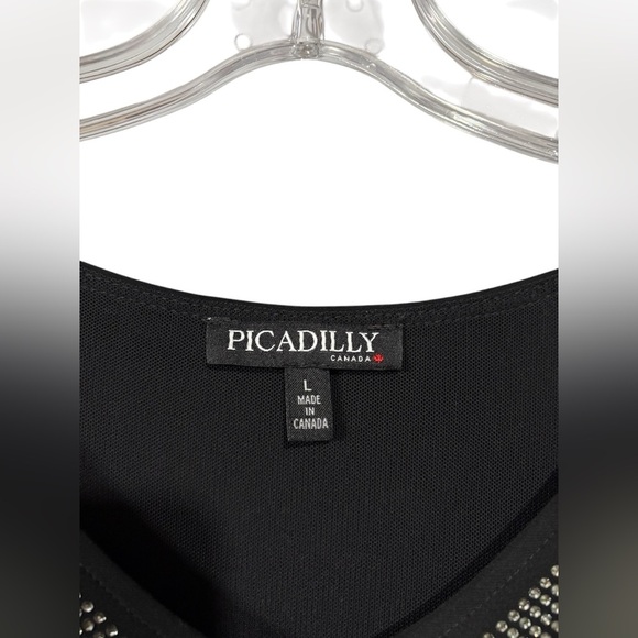 Picadilly, Chic Black Tunic With Rhinestone Detail, Large - Picture 4 of 8